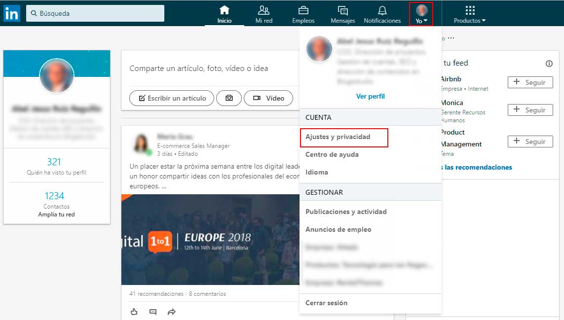 linkedin-privacidad Configuración de privacidad de Linkedin