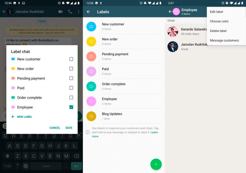 whatsapp-labels Listas de difusión en whatsapp business