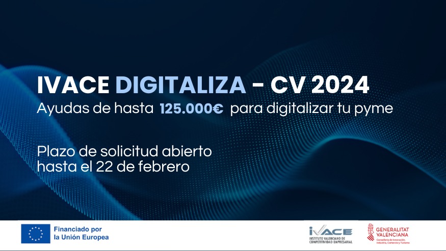 IVACE DIGITALIZA ayudas de hasta 125.000€ para digitalizar tu pyme